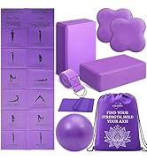 ViraAxis Foldable Yoga Mat and Blocks Set for Women with 2 Pack Yoga Blocks and Strap,Thin Non Sl...