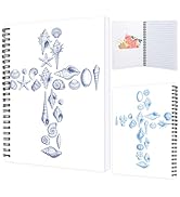 PRESSINART Seashell Spiral Notebook 8 x 6 Inch Bible Notebook Cross 80 Pages A5 College Ruled Jou...