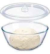 E-far Glass Mixing Bowl with Airtight Lid, 4.8QT Large Clear Glass Bowl for Salad, Sourdough Brea...