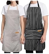 Cardkiss 2 Pack Kitchen Cooking Aprons, Soft Aprons for Women Men with 2 Pockets Chef Apron with ...