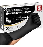 Schneider Medical Nitrile Exam Gloves, 4 Mil Black Gloves Disposable Latex Free Powder Free, Food...