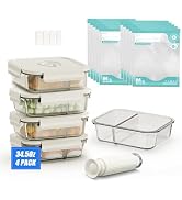 CABIBOX 19 PCS Vacuum Borosilicate Glass Food Storage Containers, 2 Compartment | Airtight | Lids...