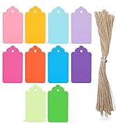 SallyFashion Gift Tags, 100 PCS Kraft Paper Tags Colorful Hang Tags with Hanging Strings for DIY ...