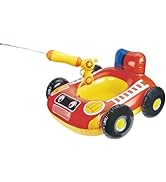 Big Summer Inflatable Fire Boat Pool Float for Kids with Built-in Squirt Gun, Inflatable Ride-on ...