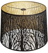 ALUCSET Extra Large Lampshade 14'' Top 16'' Bottom 11'' High Etched Metal Forest Design Metal Lam...