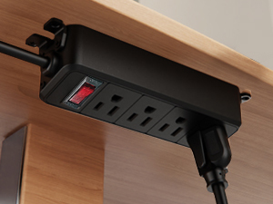 black surge protector power strip