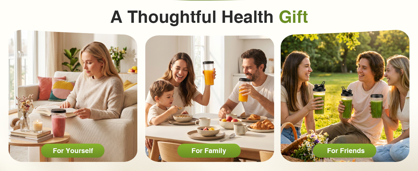 thoughtful health gift idea for friends and family, Smoothie Blender Set for Home, Work, Outdoors