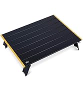 iClimb Ultralight Compact Mini Beach Picnic Folding Alu. Table with Carry Bag, Two Size (Black - L)