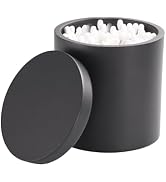 Joitsvia Cotton Swab Canister with Lid, Matte Black Resin Bathroom Containers Canister Cotton Bal...