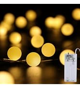 Lomotech Battery Operated Christmas Lights - 2 Pack Total 13ft 40LEDs Battery Ball Lights with Ti...