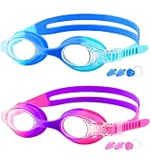 COOLOO Kids Goggles for Swimming for Age 3-15, 2 Pack Kids Swim Goggles with Nose Cover, No Leaki...