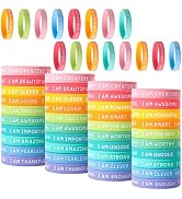 CYCLUSIVE 60 Pieces Students Inspirational Wristbands Rubber Bracelets Fun Motivational Wristband...