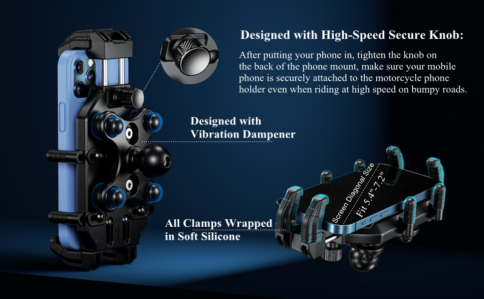 Anti-shock and anti-shake design motorcycle phone holder