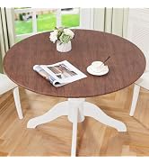 misaya Round Fitted Tablecloth with Elastic Edge, 100% Waterproof Oil Proof Plastic Table Cover, ...
