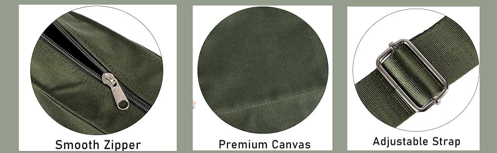 detail for green tote bag