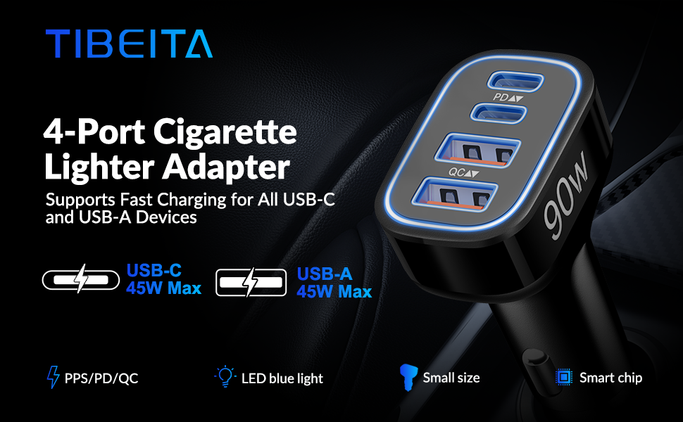 90W USB C Car Charger