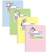 KAISA Colored Spiral Notebook, Wide Ruled 7-1/2"x 9-3/4" Wirebound 1 Subject Notebooks, 4 Assorte...