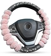 XCBYT Cute Steering Wheel Cover - Pink Car Fuzzy Steering Wheel Cover Bling Comfortable Non-Slip ...