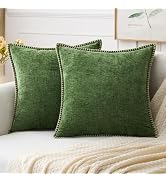 MIULEE Pack of 2 Couch Throw Pillow Covers 18x18 Inch Moss Green Farmhouse Decorative Pillow Cove...