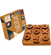 BSIRI Wooden Tic Tac Toe Game Coffee Tabletop XO Blocks Ideal for Family Living Room Games Night ...