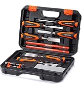 REXBETI 10pcs Premium Wood Chisel Set, 6pcs Wood Chisel with 1 Honing Guide, 1 Sharpening Stone a...