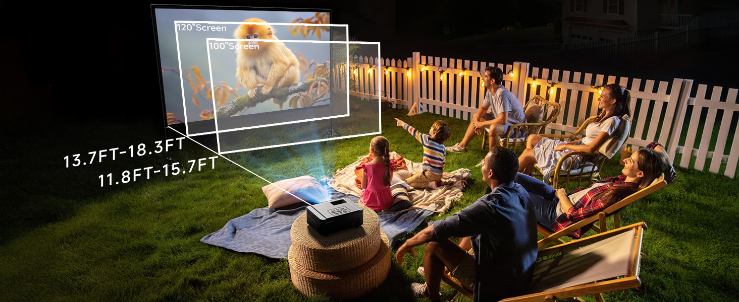 Projector Screen with Stand 120 Inch, 16:9 4K HD Portable Projector Screen Indoor Outdoor