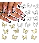 Canvalite Butterfly Nail Charms 20Pcs Butterfly Charms for Acrylic Nails 3D Alloy Butterflies wit...
