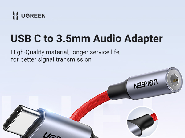 UGREEN Braided 24bit/96kHz USB C to 3.5mm Headphone Adapter with DAC Chip