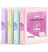 SUNEE 3 Ring Binder 1 Inch 4 Pack, Clear View 1" Binders Three Ring PVC-Free (Fit 8.5x11 Inches) ...