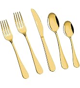 VIVANI Gold Silverware Set, 30-Piece Stainless Steel Flatware Sets, Kitchen Utensils Set Service ...