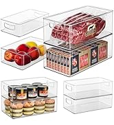 Hudgan 8 Pack Pantry Organizer and Storage, 2 Extra Large Stackable Freezer Organizer Bin, 3 Larg...