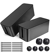 Cable Management Box, 2 Pack Large & Medium Cable Organizer Box with 17 PCS Cable Management Set,...