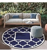 GENIMO 6' Round Outdoor Rug Waterproof for Patio Decor, Foldable Reversible Plastic Straw Area Ru...