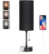 Dott Arts Table Lamp for Bedroom, 3-Color Bedside Lamps with Pull Chain, Bedroom Table Lamps for ...
