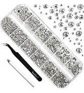 Beadsland 2500pcs Nailart Flatback Rhinestones Crystal Flatback Gems Round Crystal Rhinestones fo...