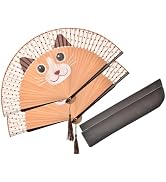 HONSHEN 2 Pack 8.27"(21cm) Hand Held Bamboo Silk Folding Fan Hand Fan,Chinese,Japanese Charming E...