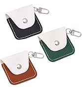 CALFOVERA 3PCS 3 Colors PU Leather Ring Holder Bag Keychain Soft Traveling Gym Jewlery Storage Po...