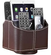 YAPISHI Leather Remote Control Holder, 360 Degree Spinning Desk TV Remote Caddy/Box, Coffee Table...