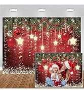 CHAIYA 7x5ft Christmas Red Background Winter Snowflake New Year's Eve Photography Family Party Sh...