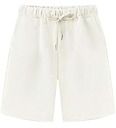 FABEILAI Women's Knee-Length Bermuda Casual Shorts with Elastic Waist Drawstring