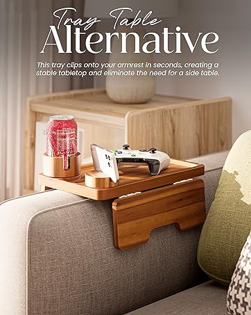 sofa arm tray with phone holder, cup holder