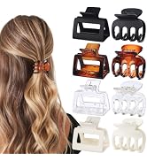 USDNICE Medium Hair Clips Combination 2 Styles Small Claw Clips for Thin Hair 8 Pcs Matte Non-sli...