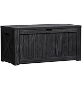 Greesum 120 Gallon Outdoor Storage Box with Lock - Large Resin Deck Box, Reinforced Lid for Garde...