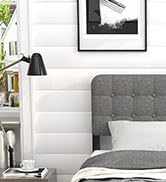 EMODA 16 Inch Twin Size Bed Frames with Upholstered Headboard and Metal Footboard, Heavy Duty Met...