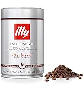 illy Intenso Whole Bean Coffee, Dark Roast, Intense, Robust and Full Flavored With Notes of Deep ...
