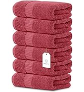 White Classic Luxury Hand Towels | Cotton Hotel spa Bathroom Towel | 16x30 | 6 Pack | Christmas Red