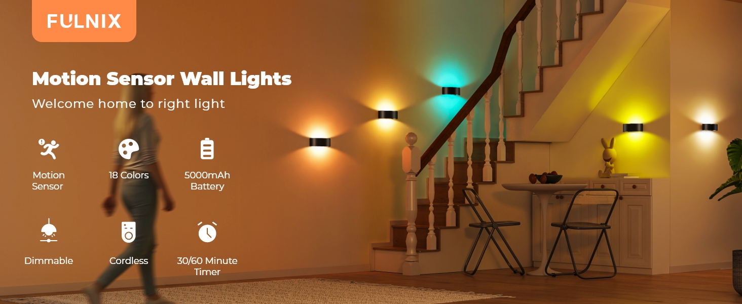 Motion Sensor Wall Lights for Stair Living Room Bedroom Bathroom Hallway