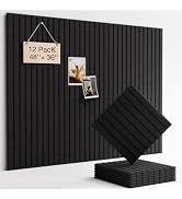Woovio Felt Bulletin Board 48"×36" Cork Board with 60 Adhesive Tabs Black | 12 Pack Cork Boards f...
