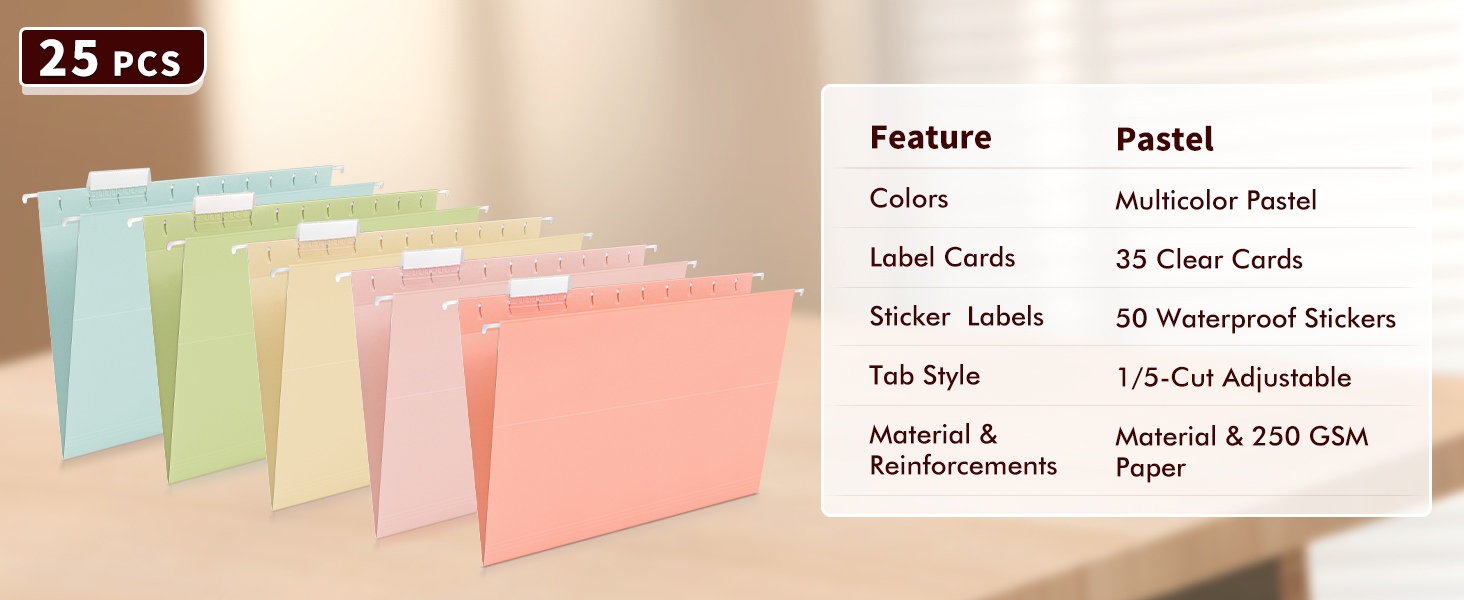 pastel hanging file folders
