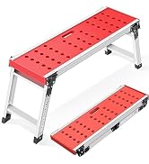 KINGRACK Folding Work Platform, Adjustable Step Ladder with Anti-Slip Feet Cover, Lightweight Ste...